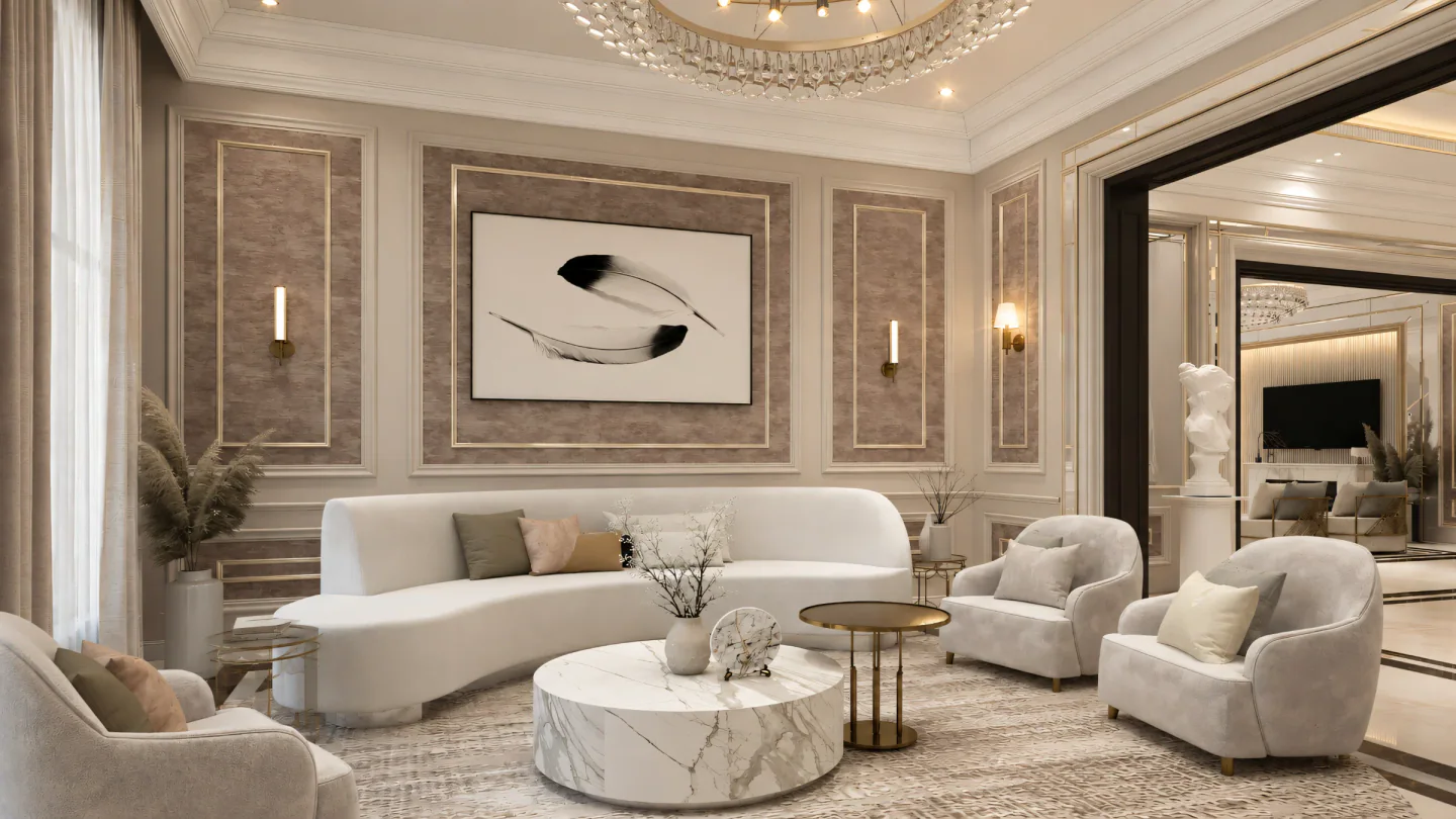 Teras belakang dengan dapur luar stainless dan dinding onyx bercahaya dari belakang